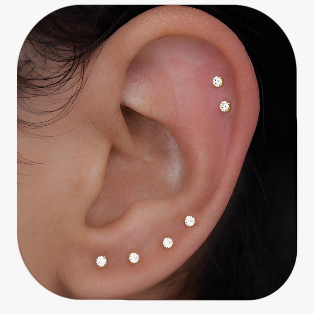 Small earrings 2mm. Set of 10